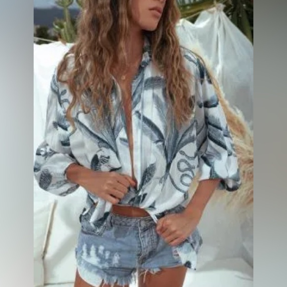 Malai Snake Patterned Oversized Cover Up in Eden Akumal Shirt